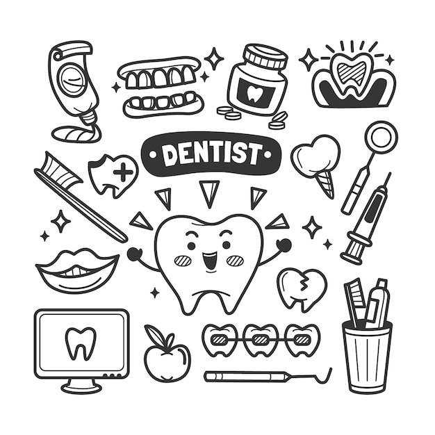 Hand drawn dentist drawing illustration