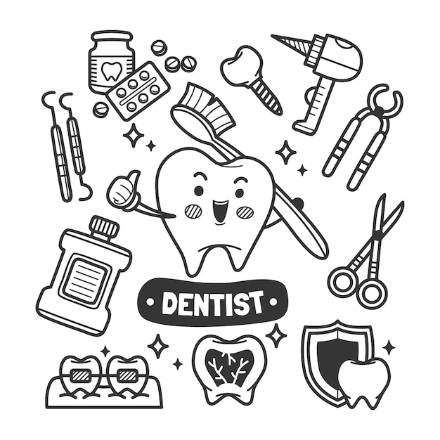 Free Vector hand drawn dentist drawing illustration