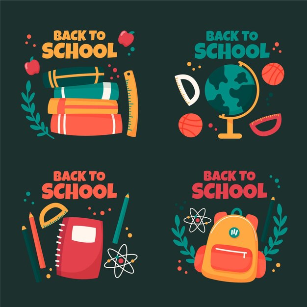 Hand drawn design back to school labels