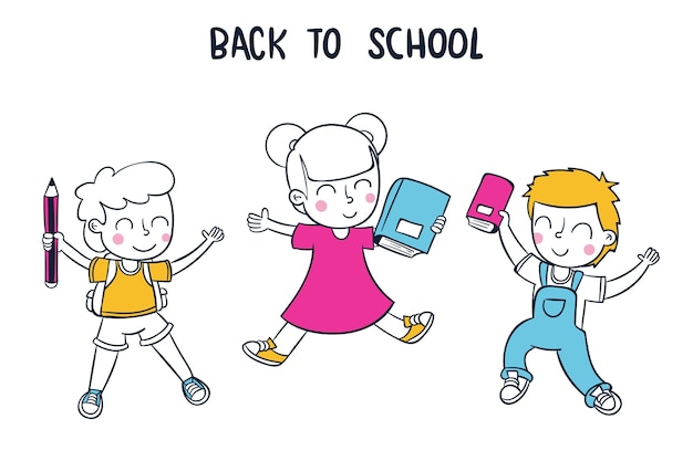 Free Vector hand drawn design children back to school