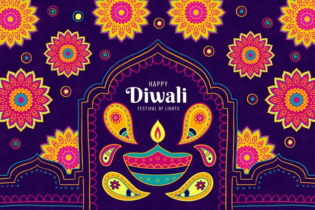 Hand drawn design diwali event