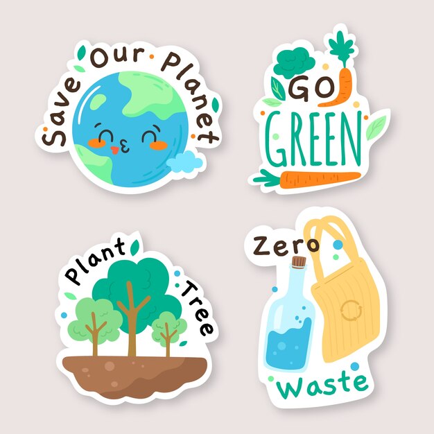 Hand drawn design ecology badges