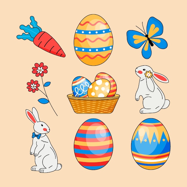 Free Vector hand drawn design elements collection for easter holiday