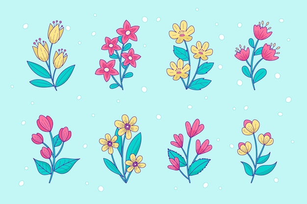 Free vector hand drawn design elements collection for springtime season