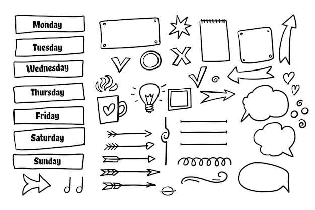 Hand drawn design elements set