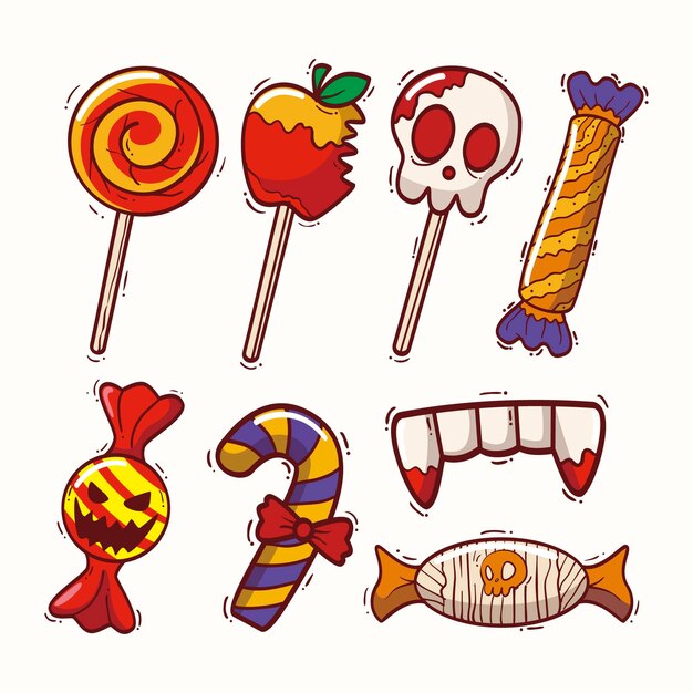 Hand drawn design halloween candy pack