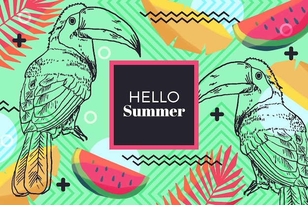 Hand drawn design hello summer