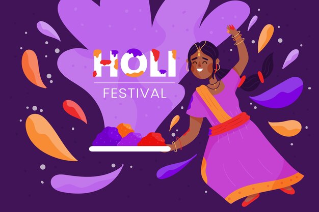 Hand drawn design holi festival