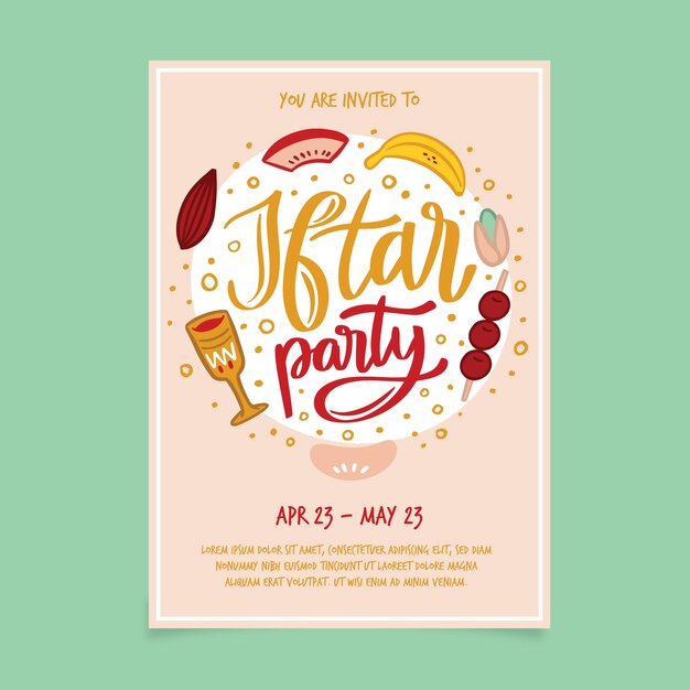 Hand drawn design iftar invitation