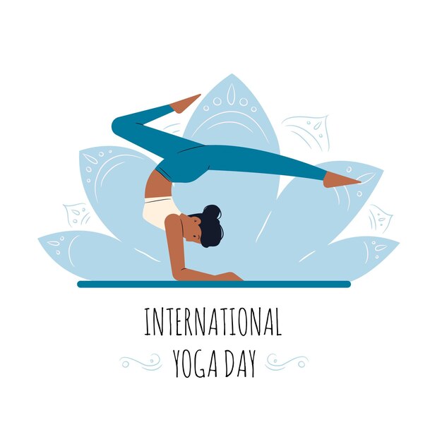 Hand drawn design international day of yoga