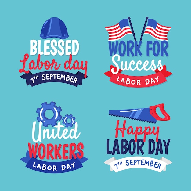 Hand drawn design labor day labels