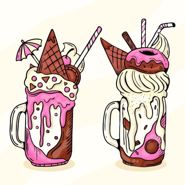 Hand drawn design monster shakes