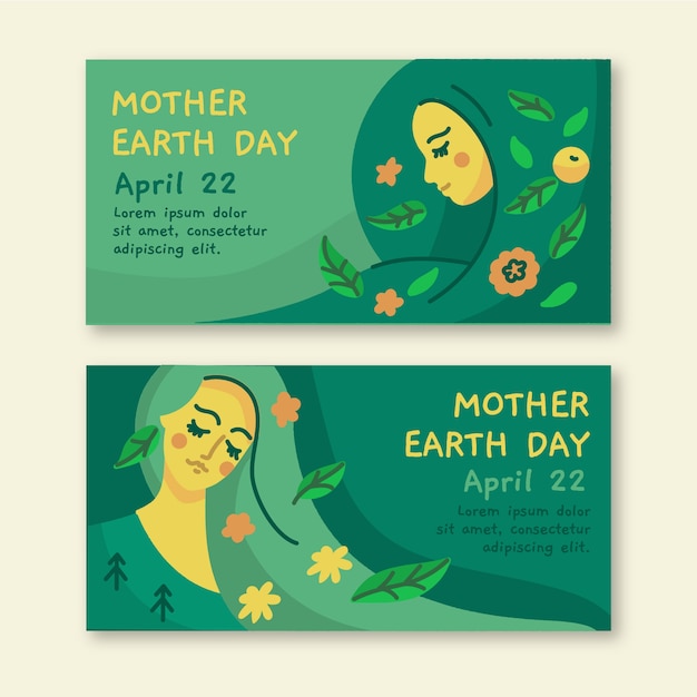 Free Vector hand drawn design mother earth day banner