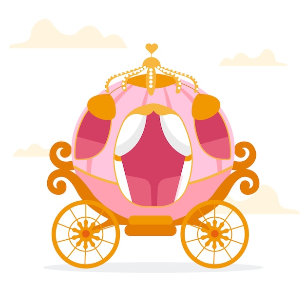 Hand drawn design pink fairytale carriage