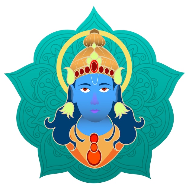 Free vector hand drawn design for ram navami with crown