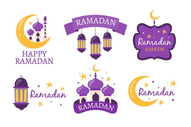 Hand drawn design ramadan label set