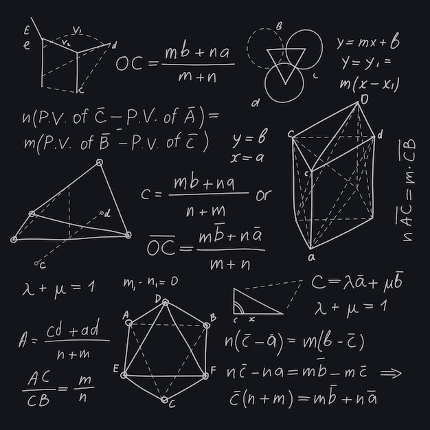 Hand drawn design scientific formulas