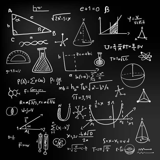 Hand drawn design scientific formulas