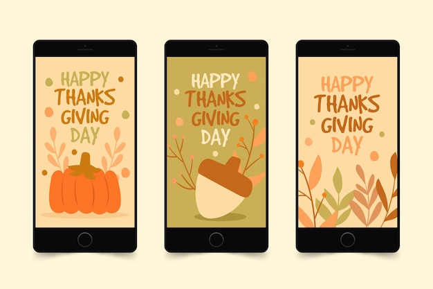 Free Vector hand drawn design thanksgiving instagram stories