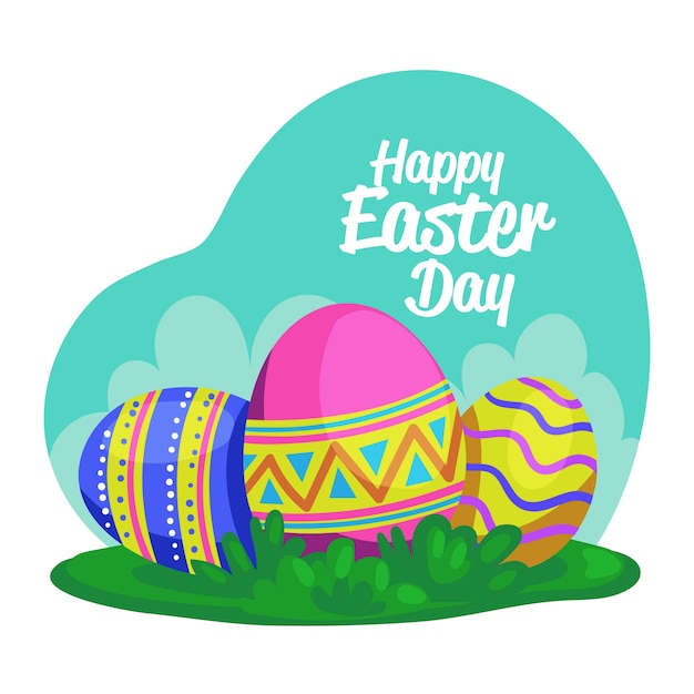 Hand drawn design with happy easter day