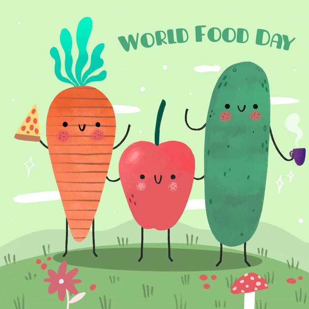 Hand drawn design world food day event