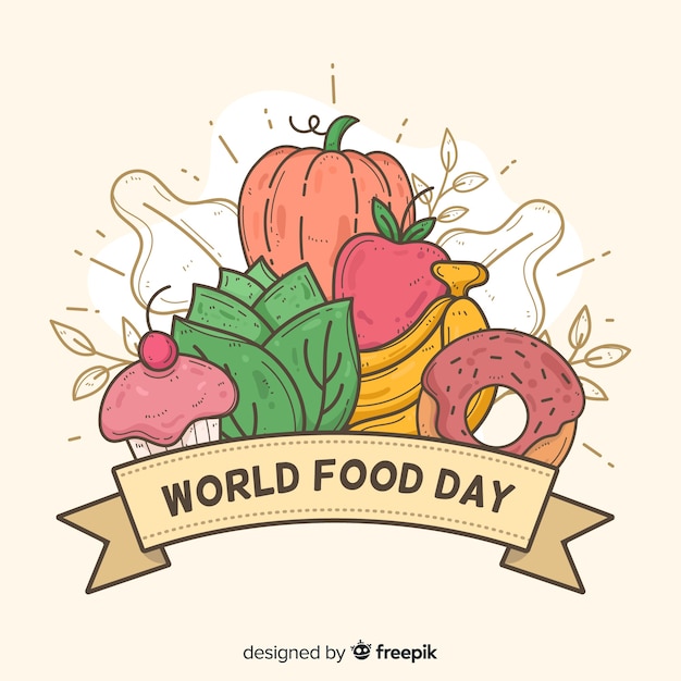 Free Vector hand drawn design world food day