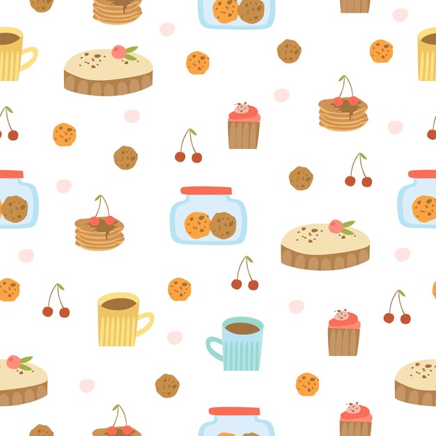 hand drawn desserts pattern