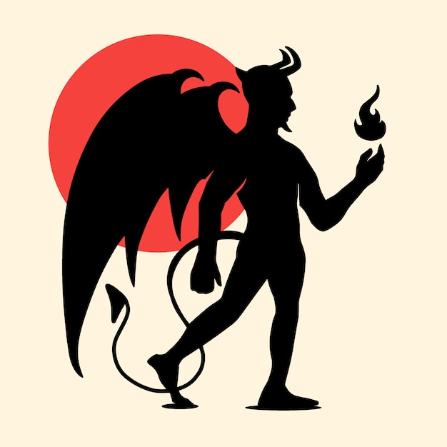 Free Vector hand drawn devil  silhouette