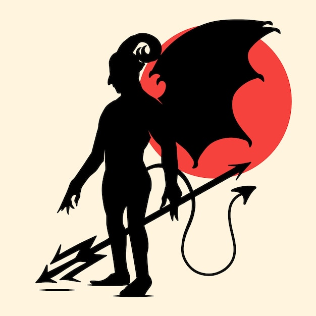 Hand drawn devil  silhouette