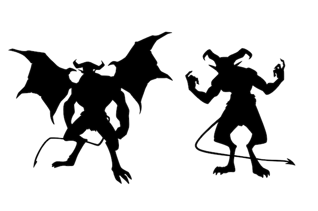 Free Vector hand drawn devil silhouette