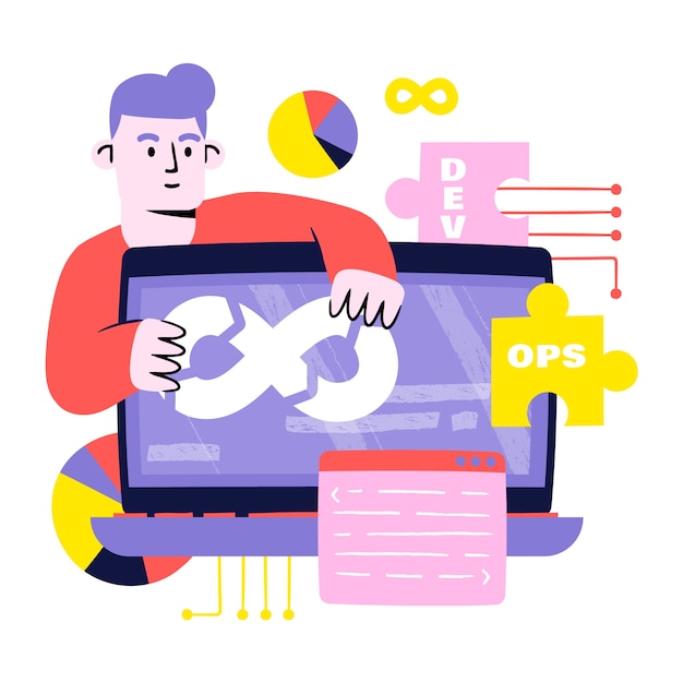 Hand drawn devops illustration