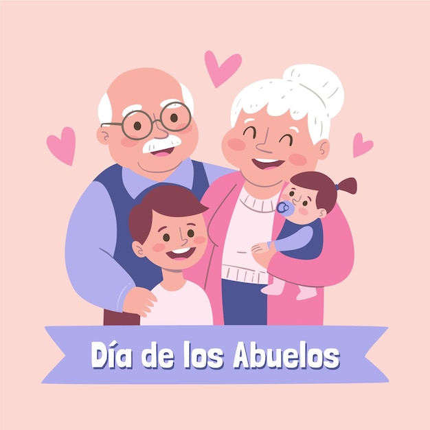 Hand drawn dia de los abuelos illustration