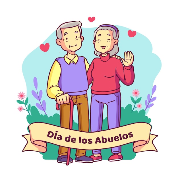 Hand drawn dia de los abuelos illustration