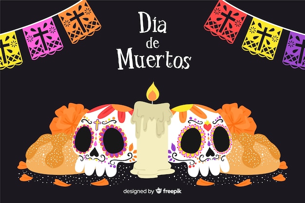 Hand drawn dia de muertos background