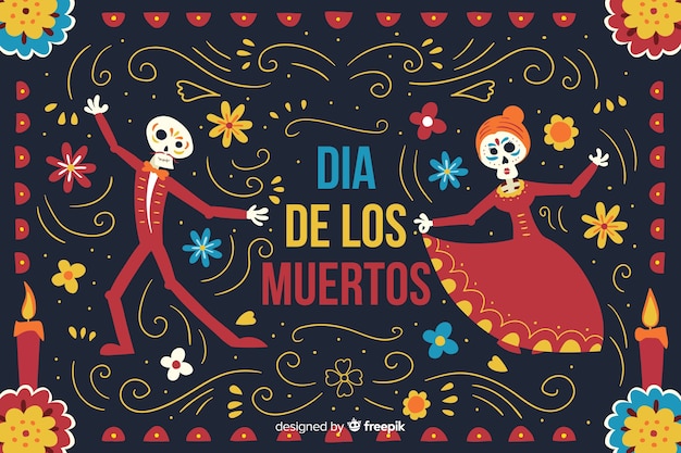 Hand drawn día de muertos background