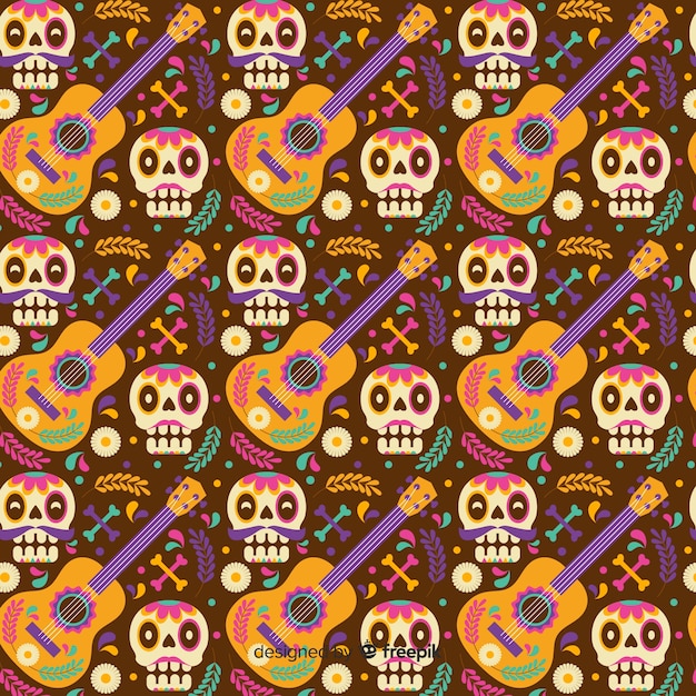 Hand drawn dia de muertos background