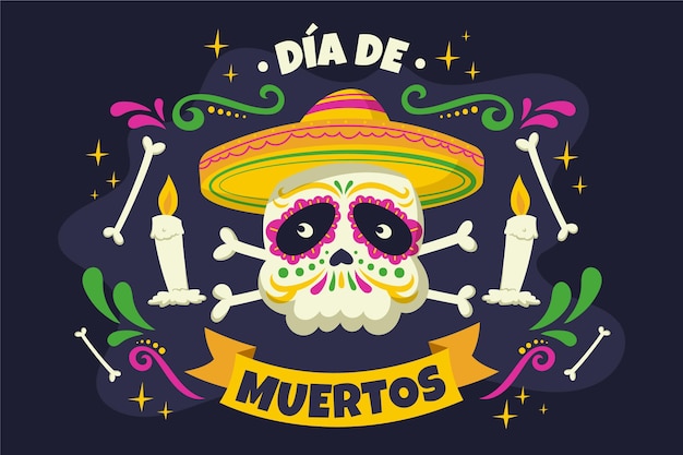 Hand drawn dia de muertos background