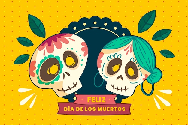 Hand drawn dia de muertos background