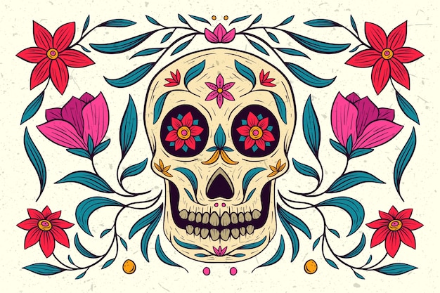 Hand drawn dia de muertos background