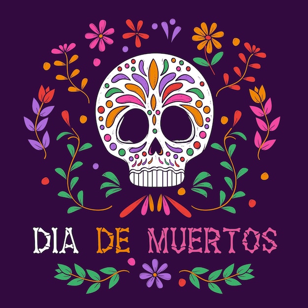 Hand drawn dia de muertos background