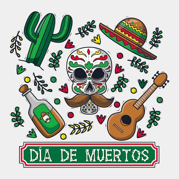 Free vector hand drawn dia de muertos background