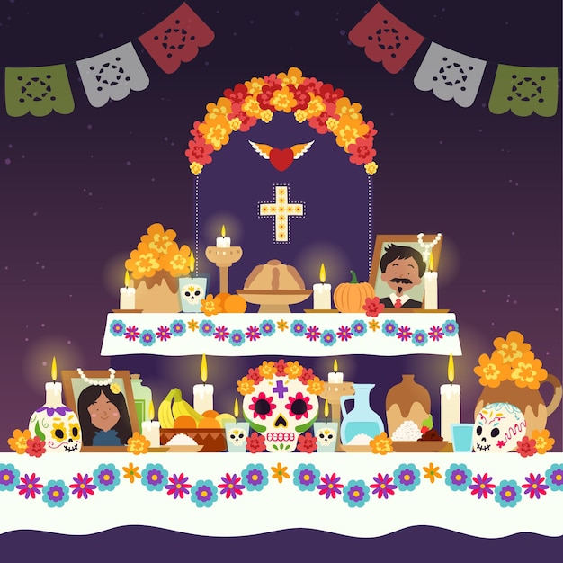 Free vector hand drawn dia de muertos background