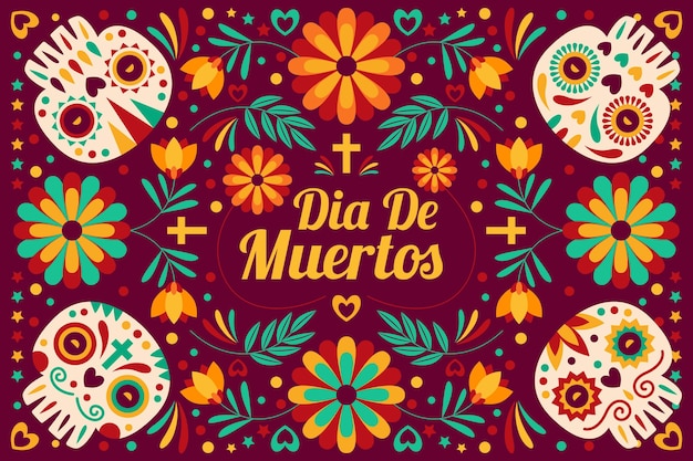 Hand drawn dia de muertos background