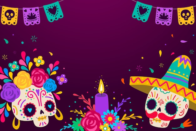 Hand drawn dia de muertos background