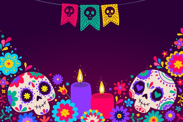 Hand drawn dia de muertos background