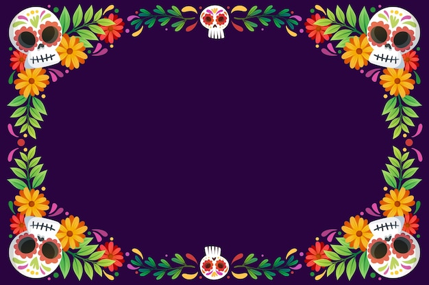 Hand drawn dia de muertos background