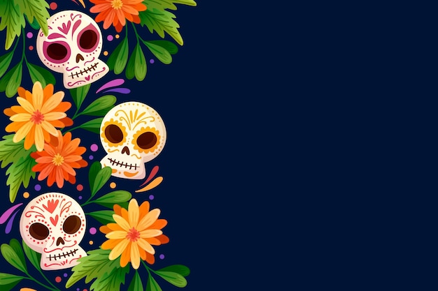 Hand drawn dia de muertos background