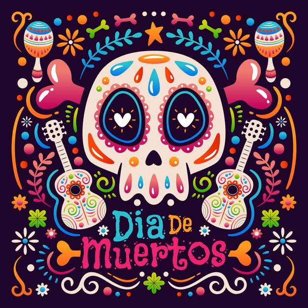 Hand drawn dia de muertos background