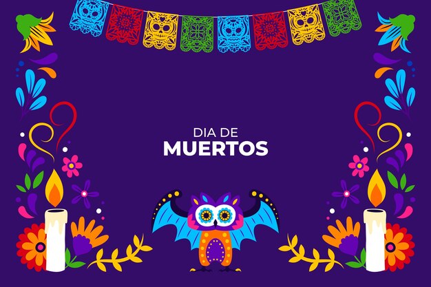 Hand drawn dia de muertos celebration background