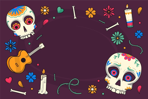 Free vector hand drawn dia de muertos celebration background